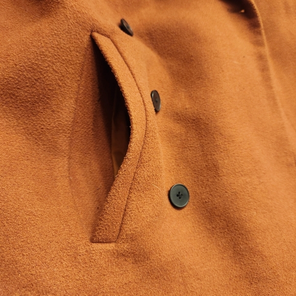 Oak + Fort Wool Blend Rust Colored Hidden Button Closure Coat Women's Size XS - Picture 5 of 8